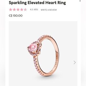 Pandora Sparkling Elevated Heart Ring